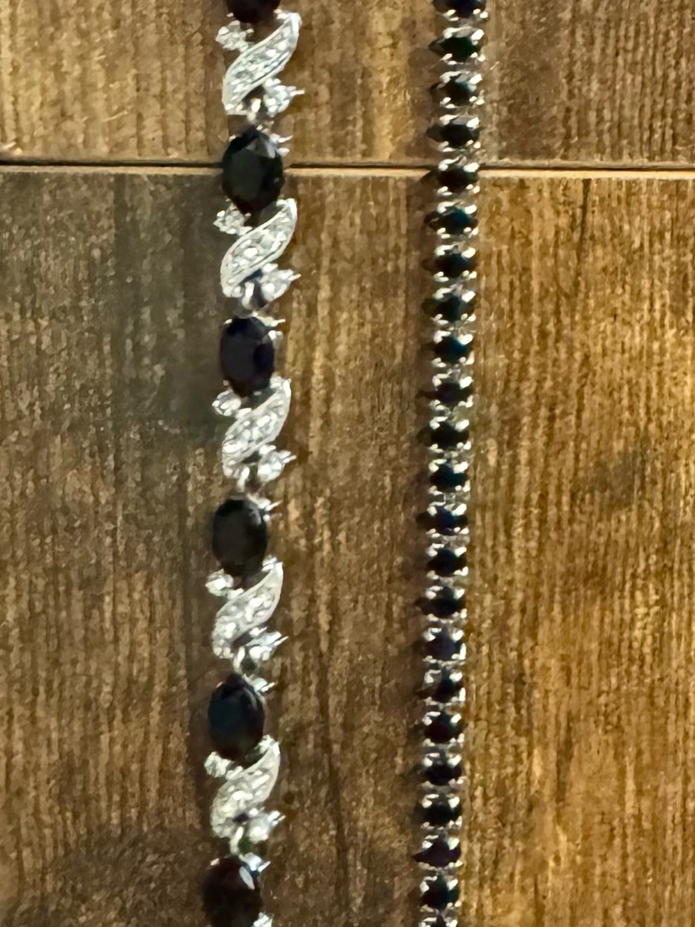 Silver Women's Tennis Bracelet with Black Stones